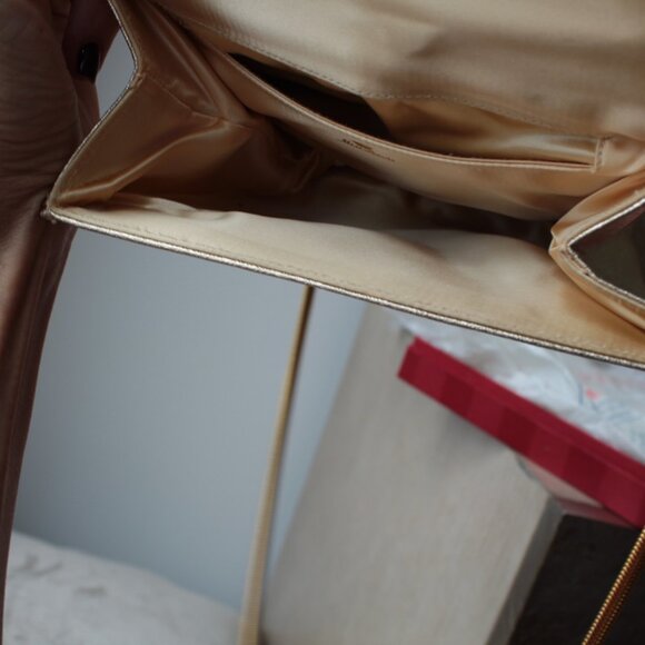 Miss Lewis Vintage Gold Purse with Gold Strap Bow Formal Feminine - Picture 7 of 7